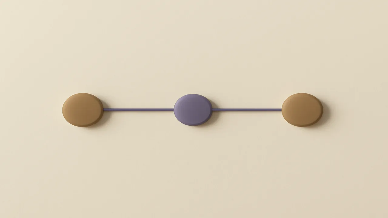 Abstract self-exclusion timeline rendered in warm taupe and muted violet